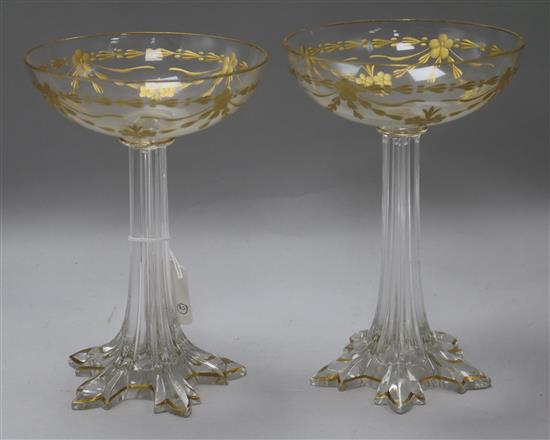 A pair of gilt glass comports